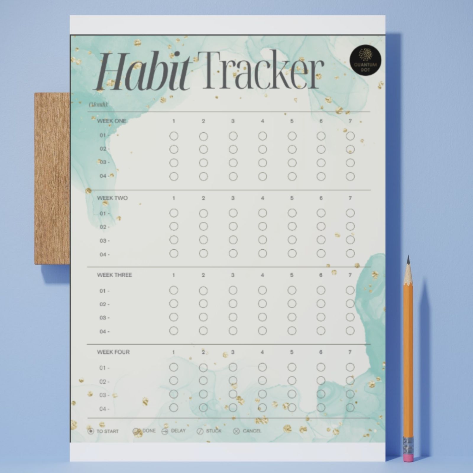 Blue Watercolor Habit Tracker – Printable and Digital Use – Instant ...