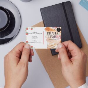 Strawberry Puffs Bakery Business Card – Customizable Digital & Printable – Instant Download