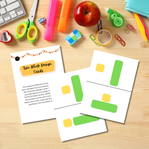 2-Block Cards for Autism – Set of 24 Cards with Instructions – A4 Size – Instant Download