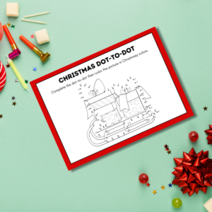 Christmas Dot to Dot Sled Worksheet – Printable and Digital Use – Instant Download