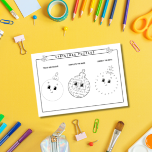 Christmas Ornament Puzzle Worksheet – Printable and Digital Use – Instant Download