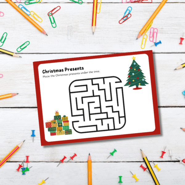 322 Christmas Presents Maze Worksheet – Printable and Digital Use – Instant Download