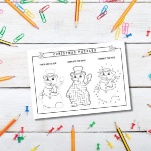 Christmas Puzzles Worksheet – Printable and Digital Use – Instant Download