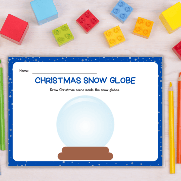 345 Christmas Snow Globe Drawing Activity Worksheet – Printable and Digital Use – Instant Download