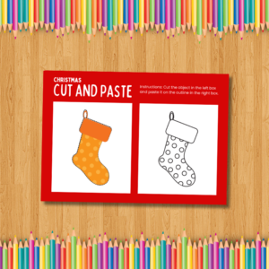 Christmas Stocking Cut and Paste Worksheet – Printable and Digital Use – Instant Download