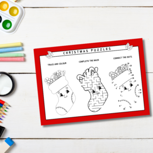 Christmas Stocking Puzzle Fun Worksheet – Printable and Digital Use – Instant Download