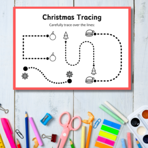 Christmas Tracing Fun Worksheet – Printable and Digital Use – Instant Download