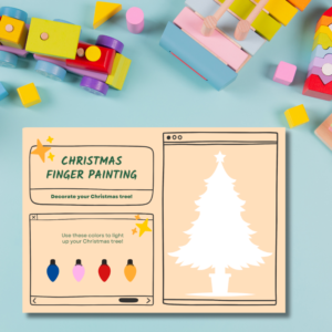 Christmas Tree Finger Painting Lights Worksheet – Printable and Digital Use – Instant Download