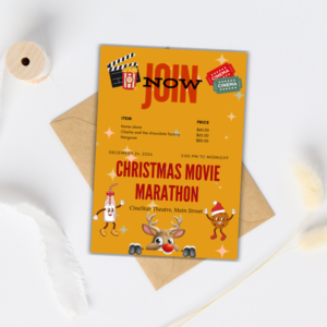 Cozy Christmas Movie Marathon Poster – Printable and Digital Use – Instant Download