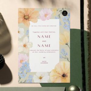 Spring Blossom Wedding Invitation (5x7 inches) – Printable & Digital Use – Instant Download