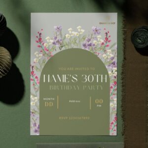 Elegant Floral Birthday Invitation (5x7 inches) – Printable & Digital Use – Instant Download