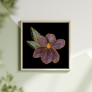 Glitter Bloom - Gold Botanical Wall Art - Instant Download