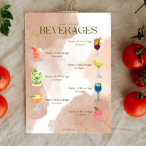 Café Beverage Menu Template – Printable and Digital Use – Instant Download