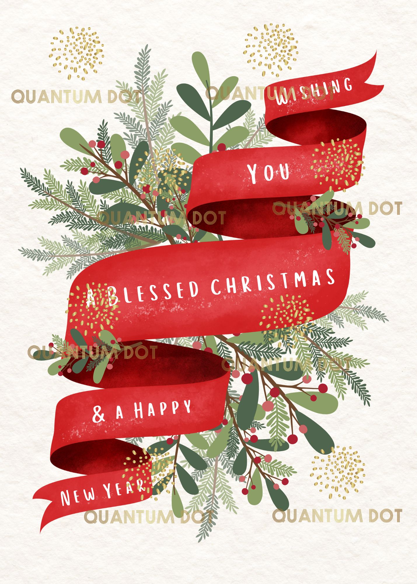 Festive Ribbon Wishes - Instant Download