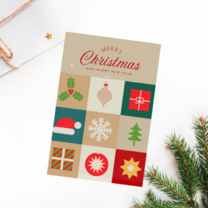 Merry Christmas Blocks Greeting Card - Instant Download - Easily Customizable