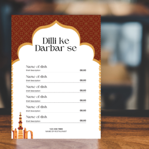 Cuisines of India Menu Card Template – Printable and Digital Use – Instant Download