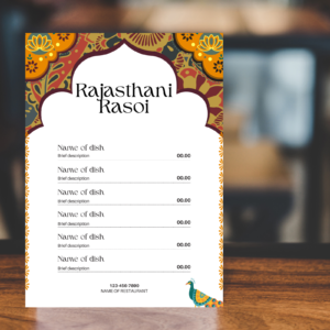 Cuisines of India Menu Card Template  – Printable and Digital Use – Instant Download