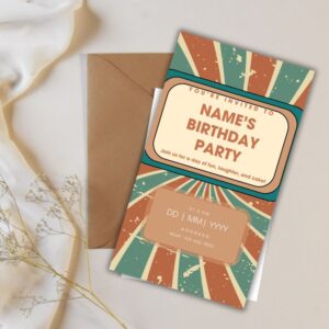 Customizable Retro Birthday Invitation Digital Card Template – Vintage, Elegant Design for Personalized Celebrations