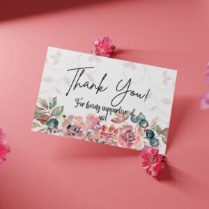 Elegant Pink Flower Thank You Card – Printable and Digital Use – Instant Download