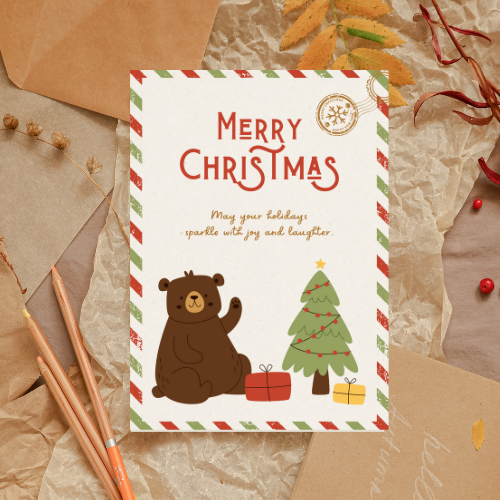 Vintage Holiday Cheer Greeting Card - Instant Download - Easily Customizable