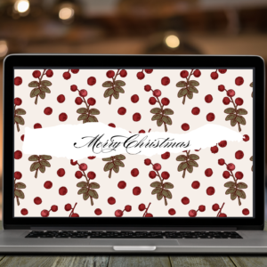 Berry Merry Christmas Wallpaper – Digital Use – Instant Download
