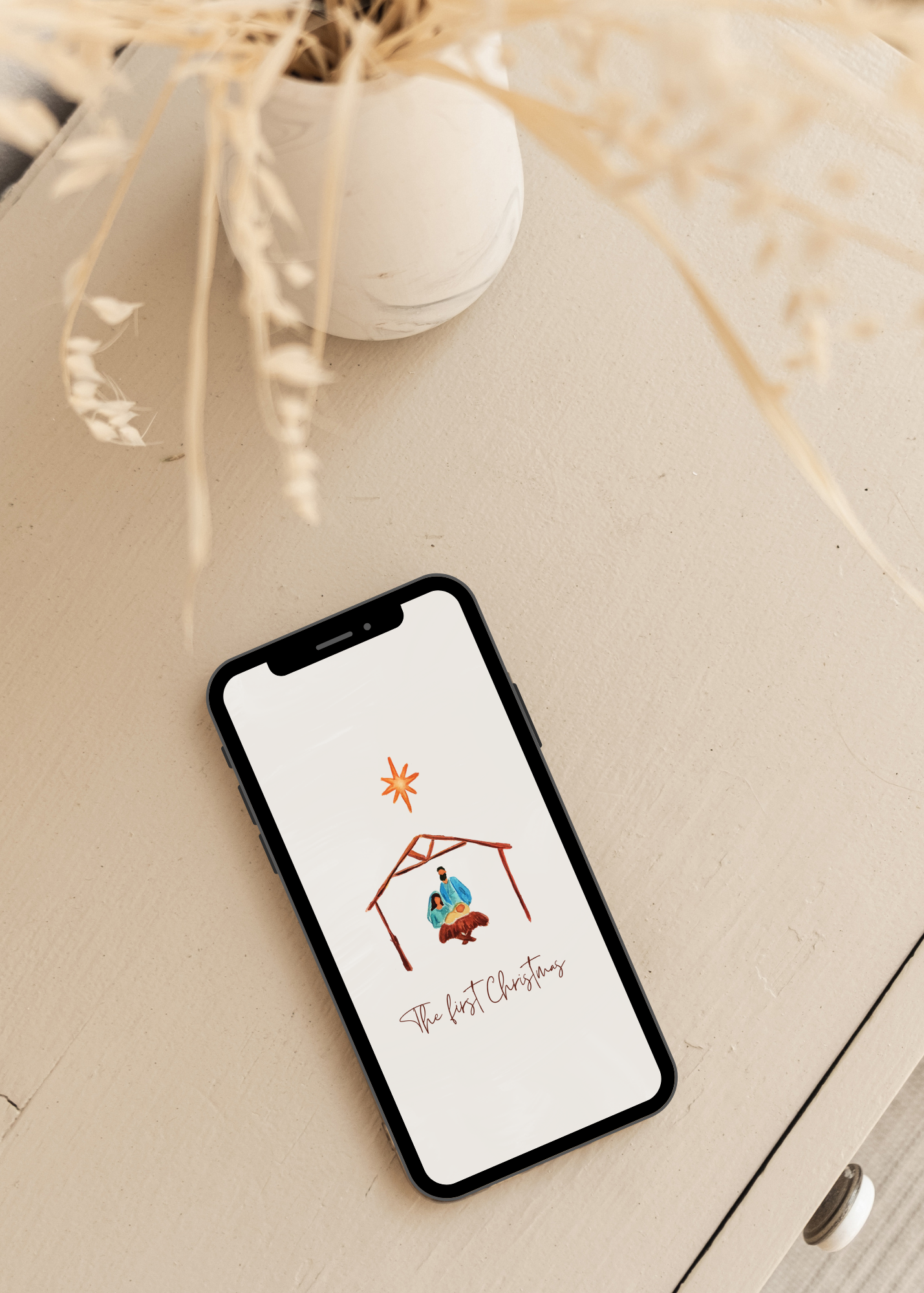 The First Christmas Scene Wallpaper – Digital Use – Instant Download