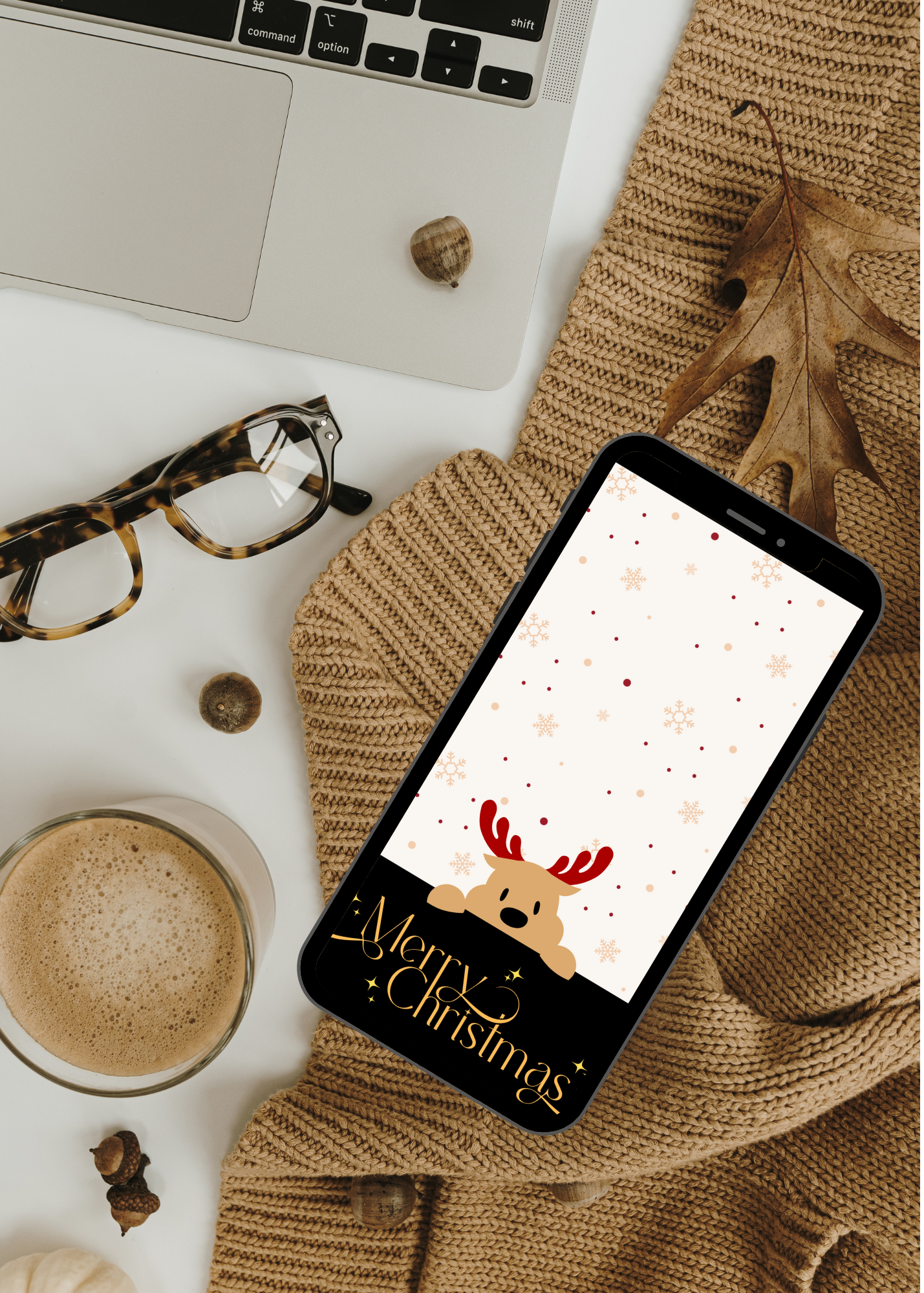 Reindeer and Snow Magic Wallpaper– Digital Use – Instant Download