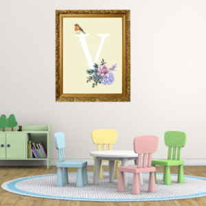 Alphabet V Wall Art – Printable and Digital Use – Instant Download