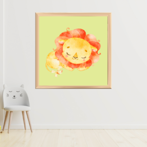 Sleeping Baby Lion Watercolor Wall Art – Instant Digital Download