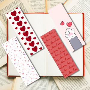 Valentines Bookmark Set of 4  – Printable and Digital Use – Instant Download