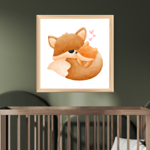 Sleeping Fox and Baby Wall Art – Instant Digital Download