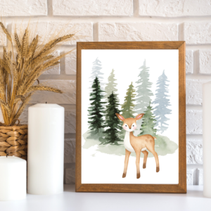 Forest Deer Watercolor Wall Art – Digital Download – Instant Download