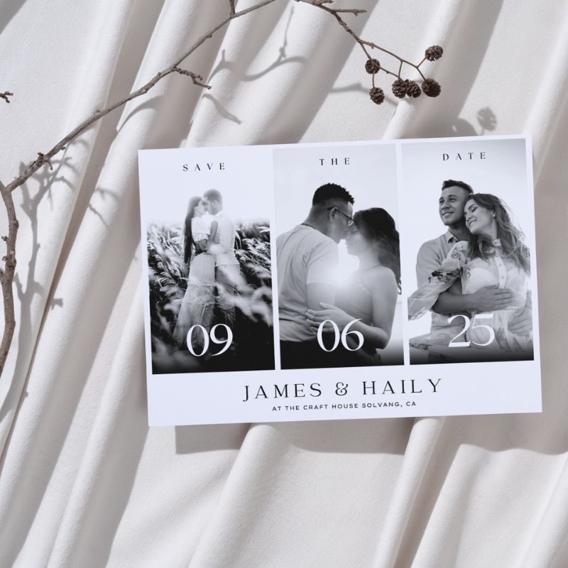 Timeless Love: Black & White Wedding Invitation with Couple's Image – Printable and Digital Use – Instant Download