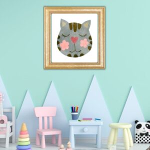 Blossom Blush Cat Face Wall Art – Instant Digital Download