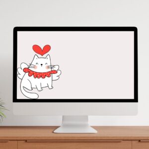 Angel Cat Having Wings and Heart Above Head Desktop Wallpaper (1920x1080px) – Digital Use