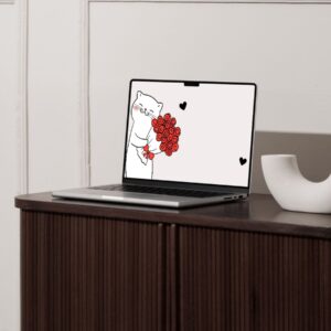 Cat with Flower Bouquet Desktop Wallpaper (1920x1080px) – Digital Use