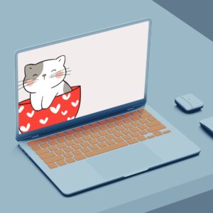 Cute Cat in a Heart Design Cup Desktop Wallpaper (1920x1080px) – Digital Use