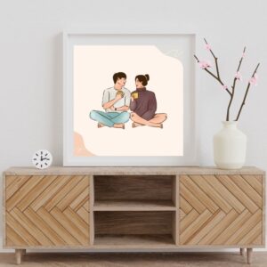 Warm Embrace – Couple Enjoying Coffee Wall Art – Printable & Digital Use – Instant Download
