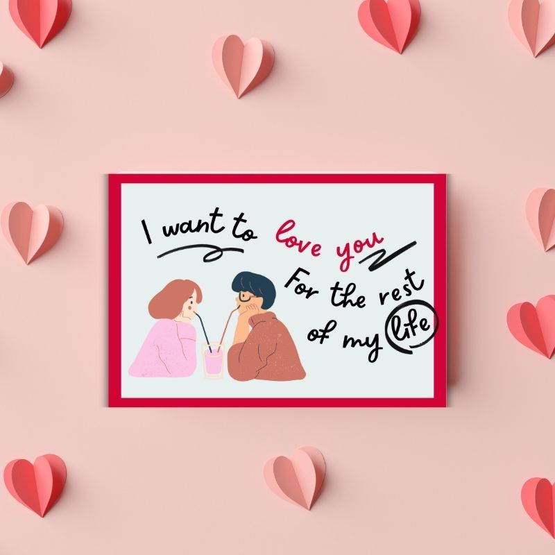 Romantic Couple Valentine's Greeting Card – Printable and Digital Use – Instant Download