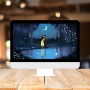 Couple Kissing Under the Starry Night – 1920px x 1080px – Digital Download