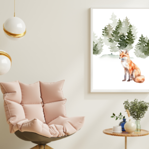 Fox in the Forest Watercolor Wall Art – Digital Download – Instant Download