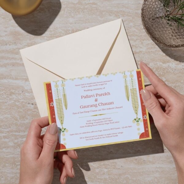 Floral Elegance: Wedding Invitation with Decorative Borders on Both Sides – Printable and Digital Use – Instant Download