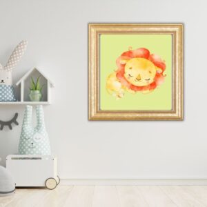 Sleeping Baby Lion Watercolor Wall Art – Instant Digital Download