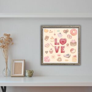 Love Typography Surrounded by Desserts & Sweets Wall Art – Printable & Digital Use – Instant Download