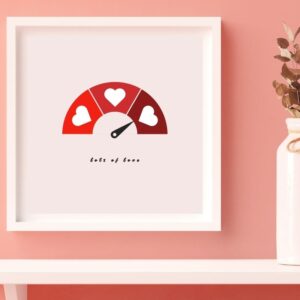 Lots of Love Wall Art – Love-O-Meter Design Pointing to Max – Printable & Digital Use – Instant Download