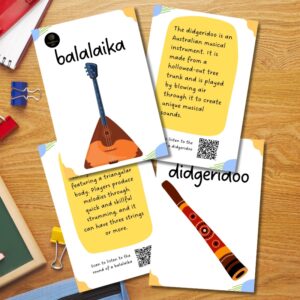 Musical Instruments Flashcards for Kids – Set of 20 Interactive Cards with QR Codes