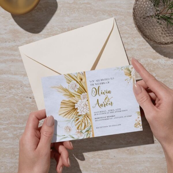 Vibrant Orange Floral Wedding Invitation – Printable and Digital Use – Instant Download