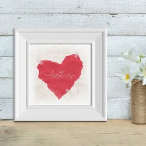 Lovers' Heart Minimalist Wall Art – Red Heart with Elegant Typography – Digital Download