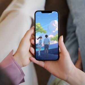 Couple Watching the Serene Sky Wallpaper – 1920px x 1080px – Digital Download