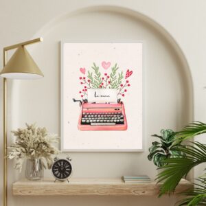 "Be Mine" Typewriter Wall Art with Flowers – Printable and Digital Use(42 x 59.4 cm)
